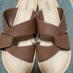 Luoika Brown Women's Slide Sandals